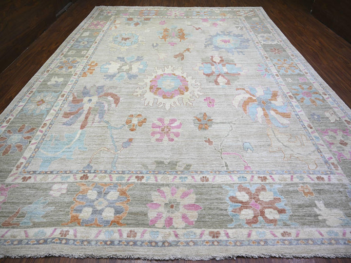 11'10" x 15'5" New Hand Knotted Grey Wool Rectangle Oriental Rug - MOA10273147