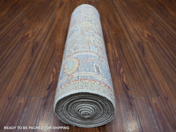 2'6" x 19'8" New Hand Knotted Grey Wool Runner Oriental Rug - MOA10273179