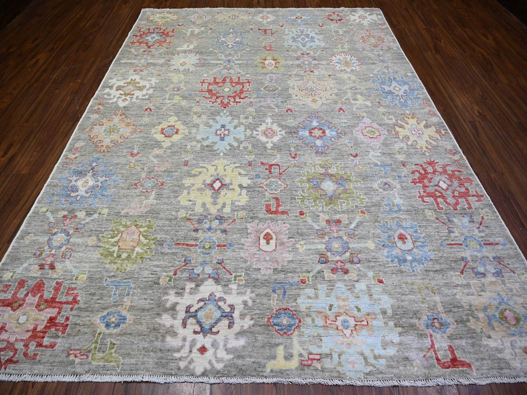 8'1" x 10'8" New Hand Knotted Brown Wool Rectangle Oriental Rug - MOA10273188