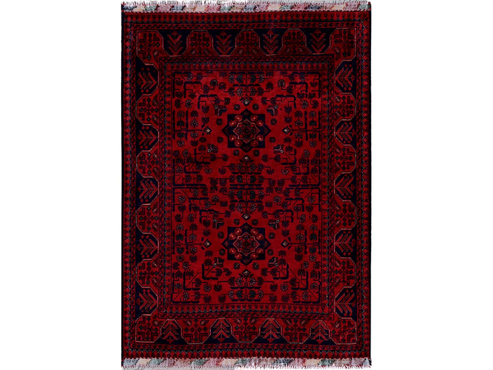 3'5" x 4'9" New Hand Knotted Red Wool Rectangle Oriental Rug - MOA102731
