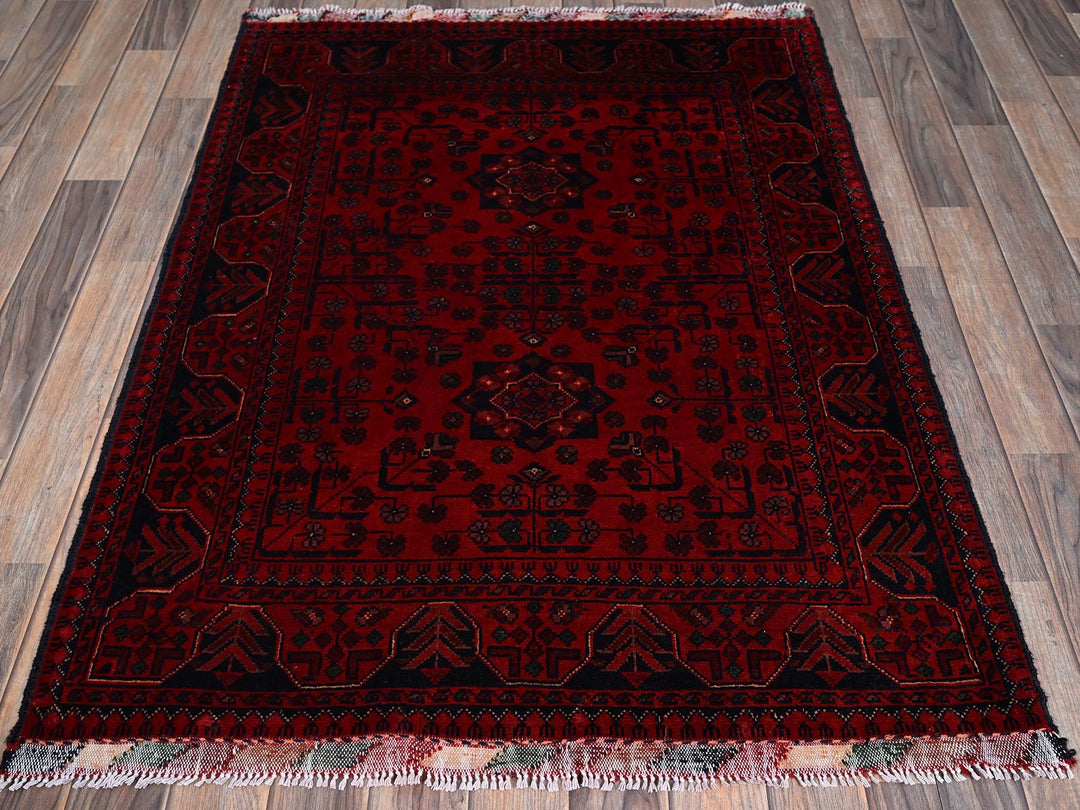 3'5" x 4'9" New Hand Knotted Red Wool Rectangle Oriental Rug - MOA102731