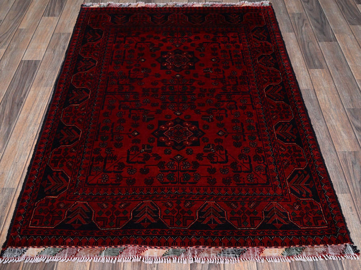 3'5" x 4'9" New Hand Knotted Red Wool Rectangle Oriental Rug - MOA102731