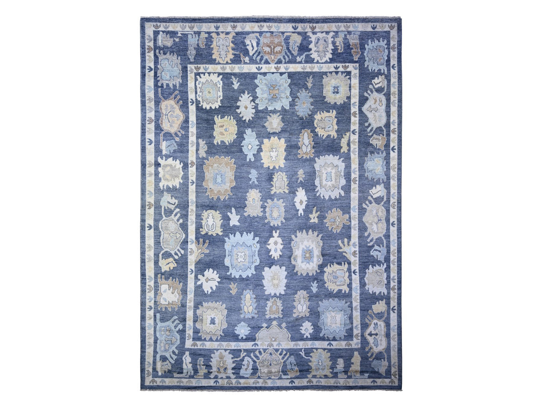 9'9" x 14'2" New Hand Knotted Blue Wool Rectangle Oriental Rug - MOA10273241