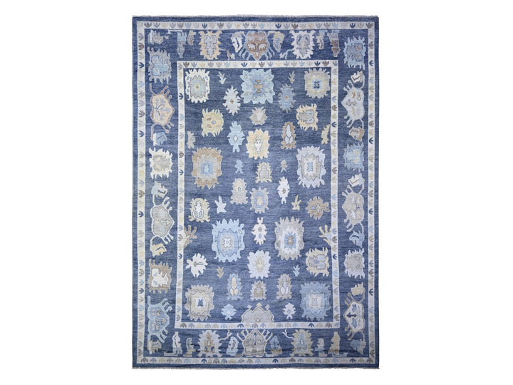 9'9" x 14'2" New Hand Knotted Blue Wool Rectangle Oriental Rug - MOA10273241