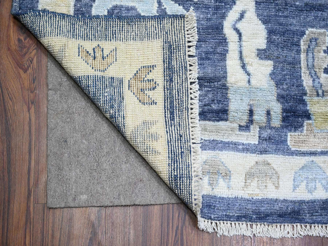 9'9" x 14'2" New Hand Knotted Blue Wool Rectangle Oriental Rug - MOA10273241