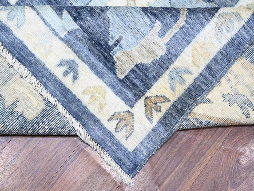 9'9" x 14'2" New Hand Knotted Blue Wool Rectangle Oriental Rug - MOA10273241