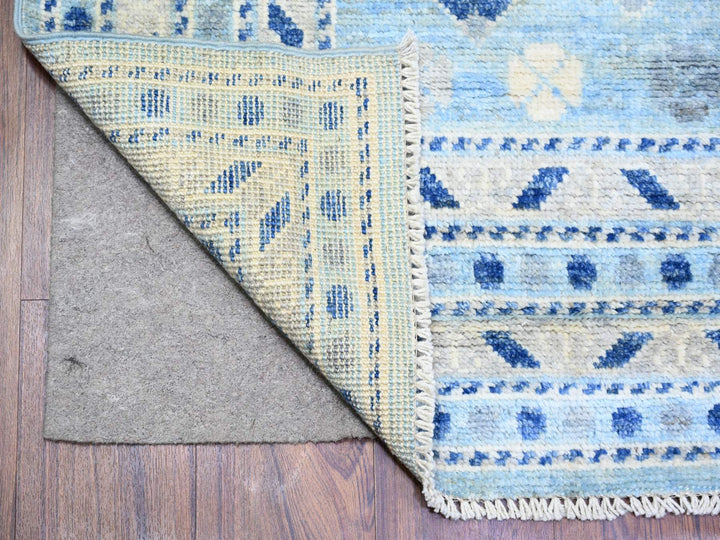6'0" x 9'0" New Hand Knotted Blue Wool Rectangle Oriental Rug - MOA10273259