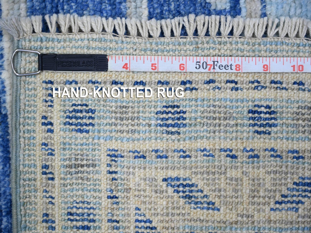 6'0" x 9'0" New Hand Knotted Blue Wool Rectangle Oriental Rug - MOA10273259