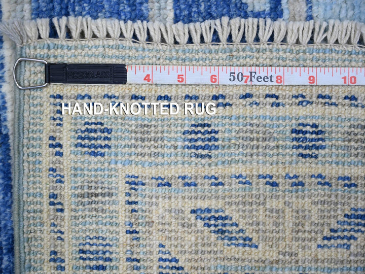 6'0" x 9'0" New Hand Knotted Blue Wool Rectangle Oriental Rug - MOA10273259
