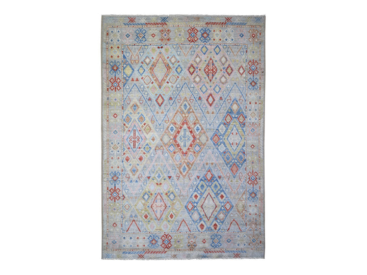 6'1" x 8'10" New Hand Knotted Grey Wool Rectangle Oriental Rug - MOA10273261