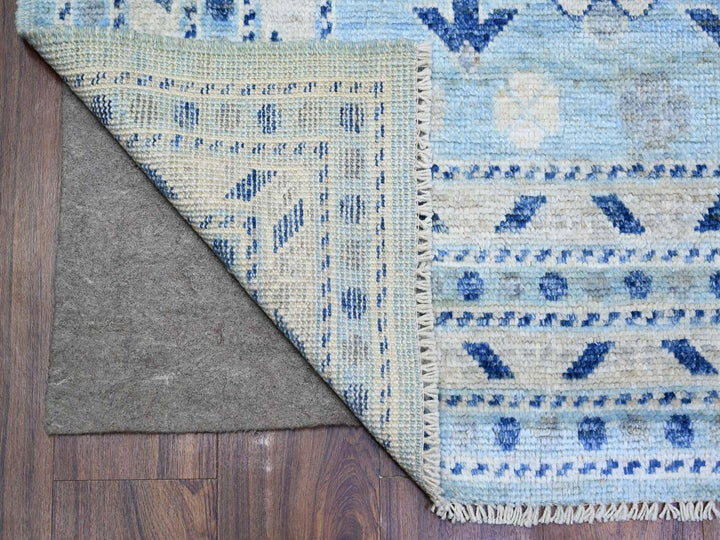 6'1" x 9'0" New Hand Knotted Blue Wool Rectangle Oriental Rug - MOA10273262