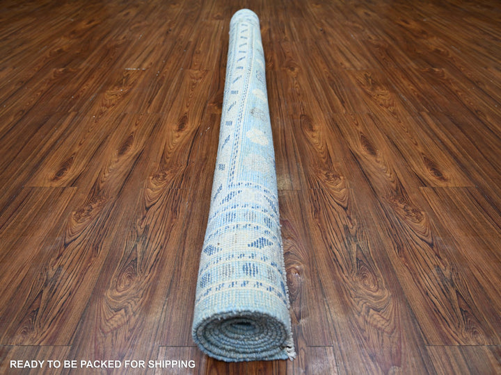 6'1" x 9'0" New Hand Knotted Blue Wool Rectangle Oriental Rug - MOA10273262