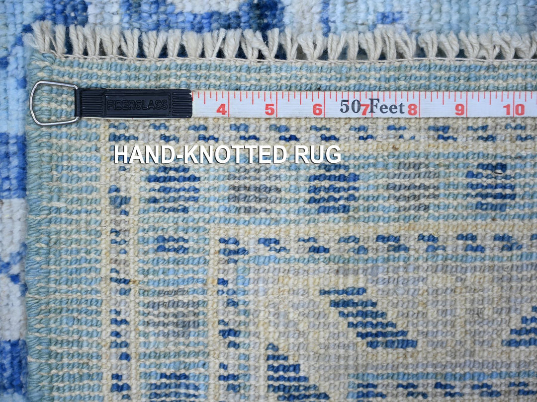 6'1" x 9'0" New Hand Knotted Blue Wool Rectangle Oriental Rug - MOA10273262
