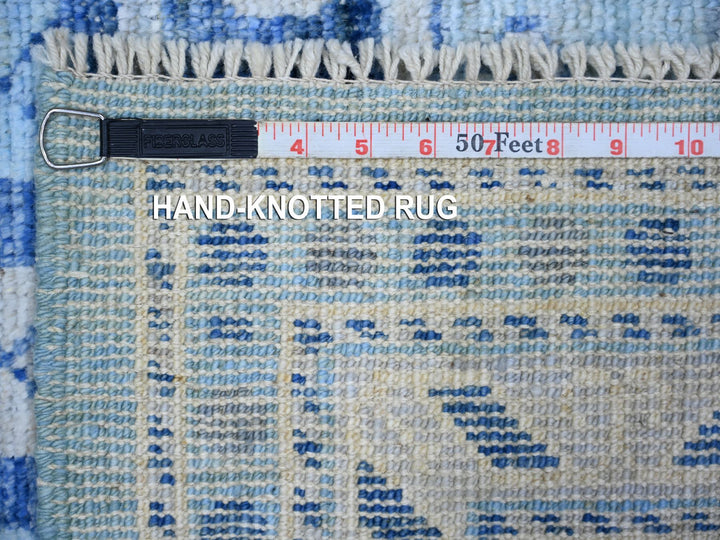 6'1" x 9'0" New Hand Knotted Blue Wool Rectangle Oriental Rug - MOA10273262