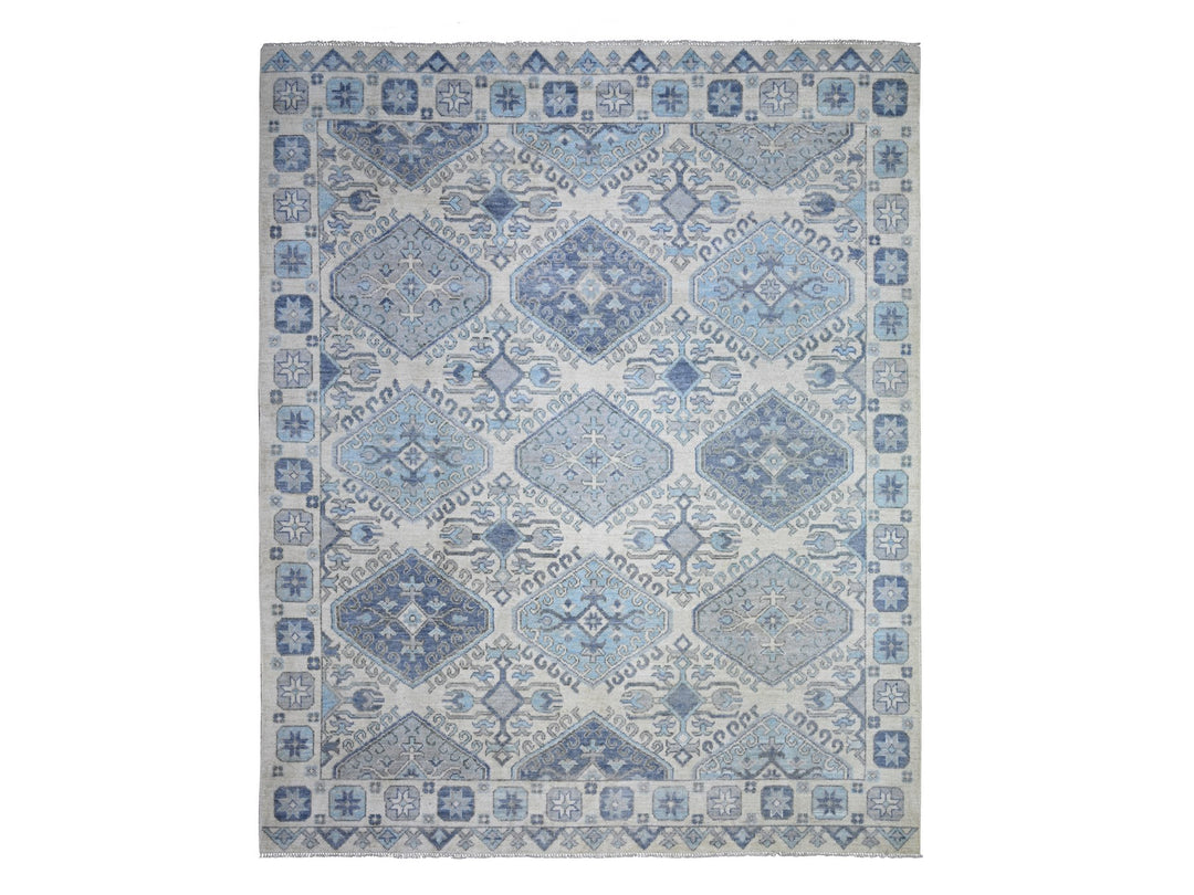 8'0" x 9'7" New Hand Knotted Ivory Wool Rectangle Oriental Rug - MOA10273263