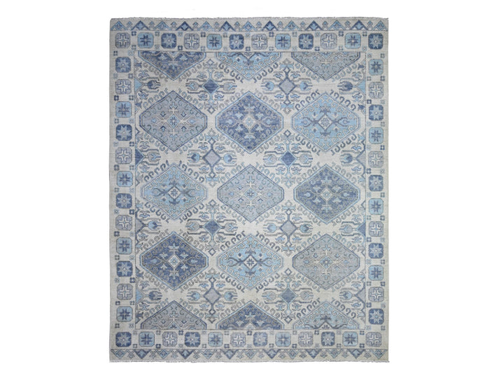 8'0" x 9'7" New Hand Knotted Ivory Wool Rectangle Oriental Rug - MOA10273263