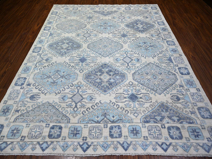 8'0" x 9'7" New Hand Knotted Ivory Wool Rectangle Oriental Rug - MOA10273263