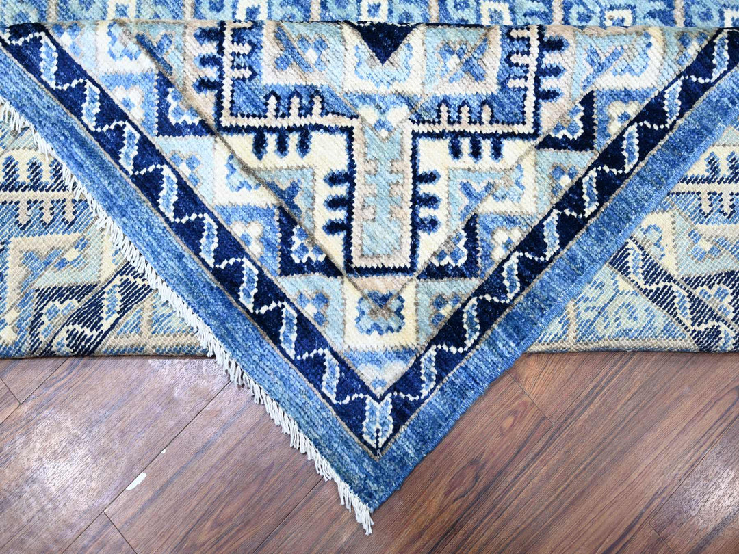 8'9" x 11'9" New Hand Knotted Blue Wool Rectangle Oriental Rug - MOA10273264