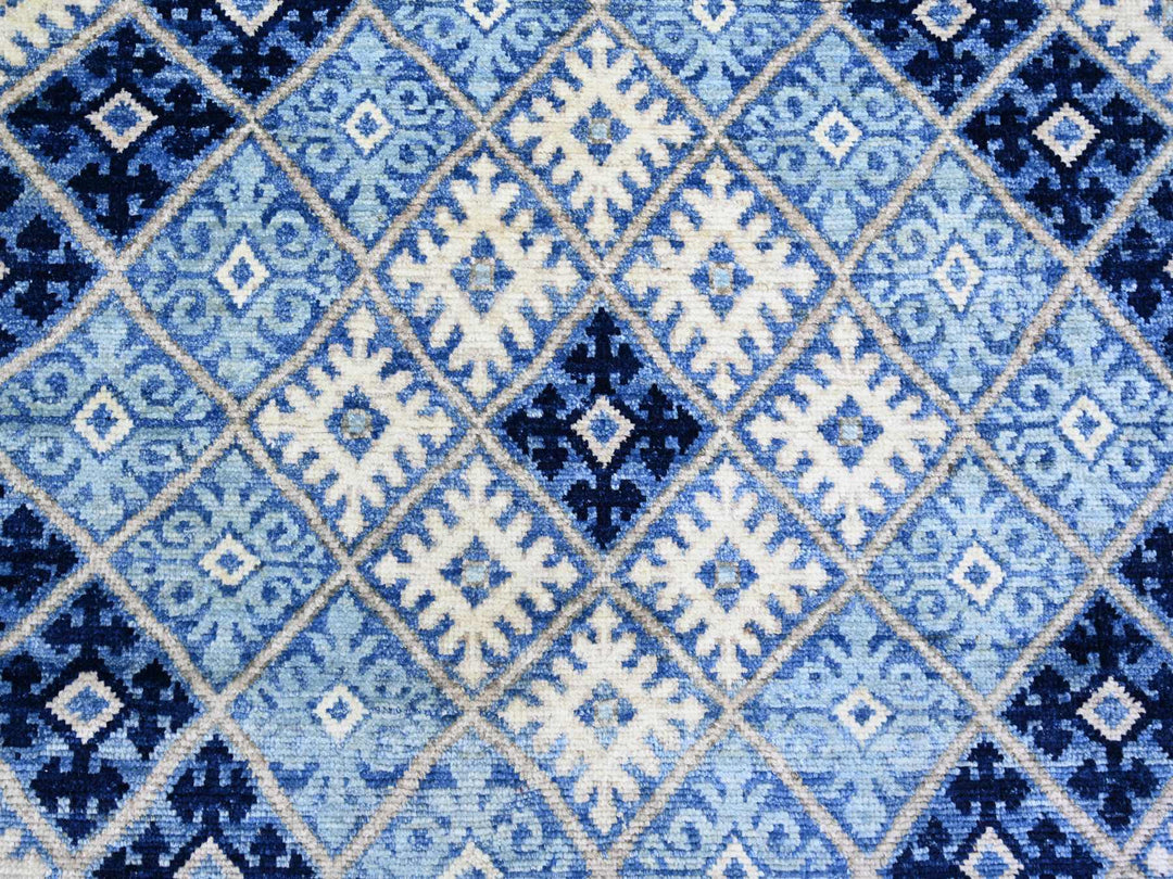 8'9" x 11'9" New Hand Knotted Blue Wool Rectangle Oriental Rug - MOA10273264