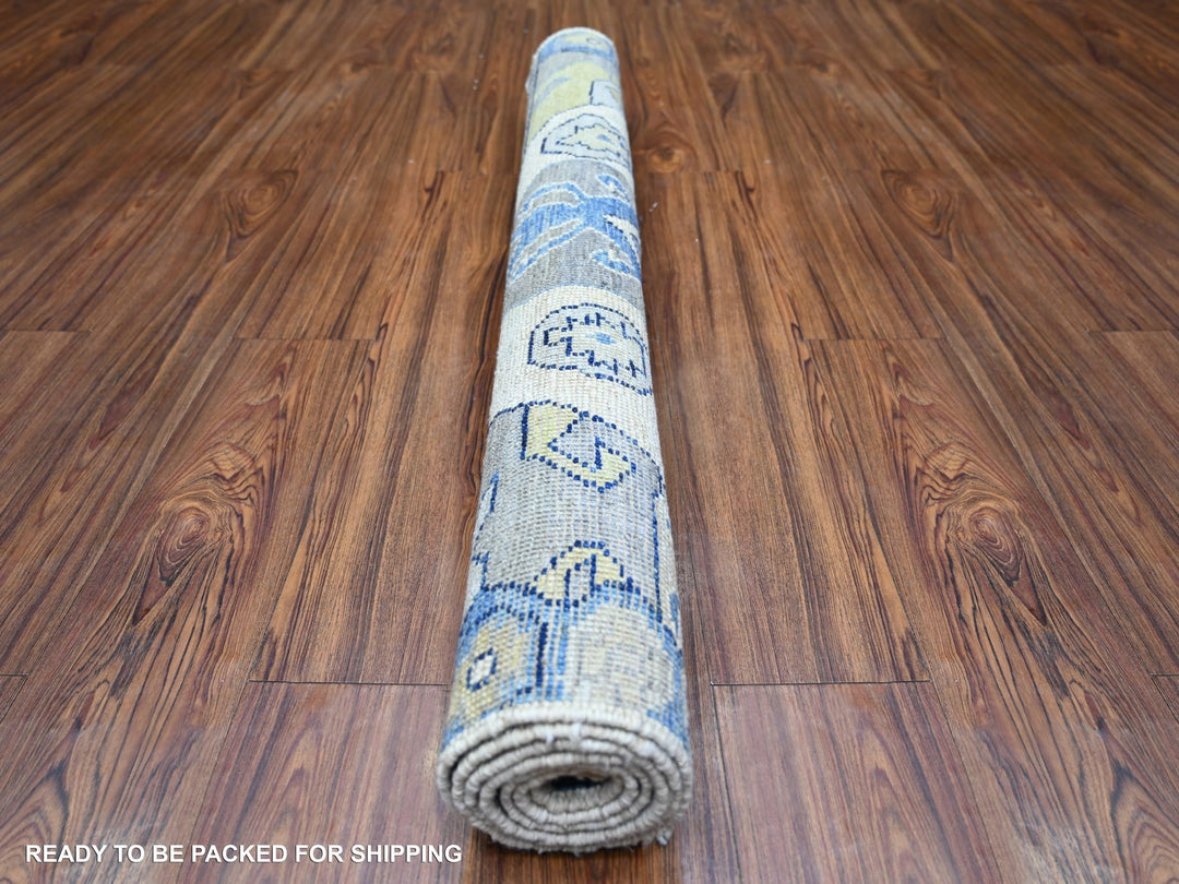 4'1" x 6'0" New Hand Knotted Ivory Wool Rectangle Oriental Rug - MOA10273267