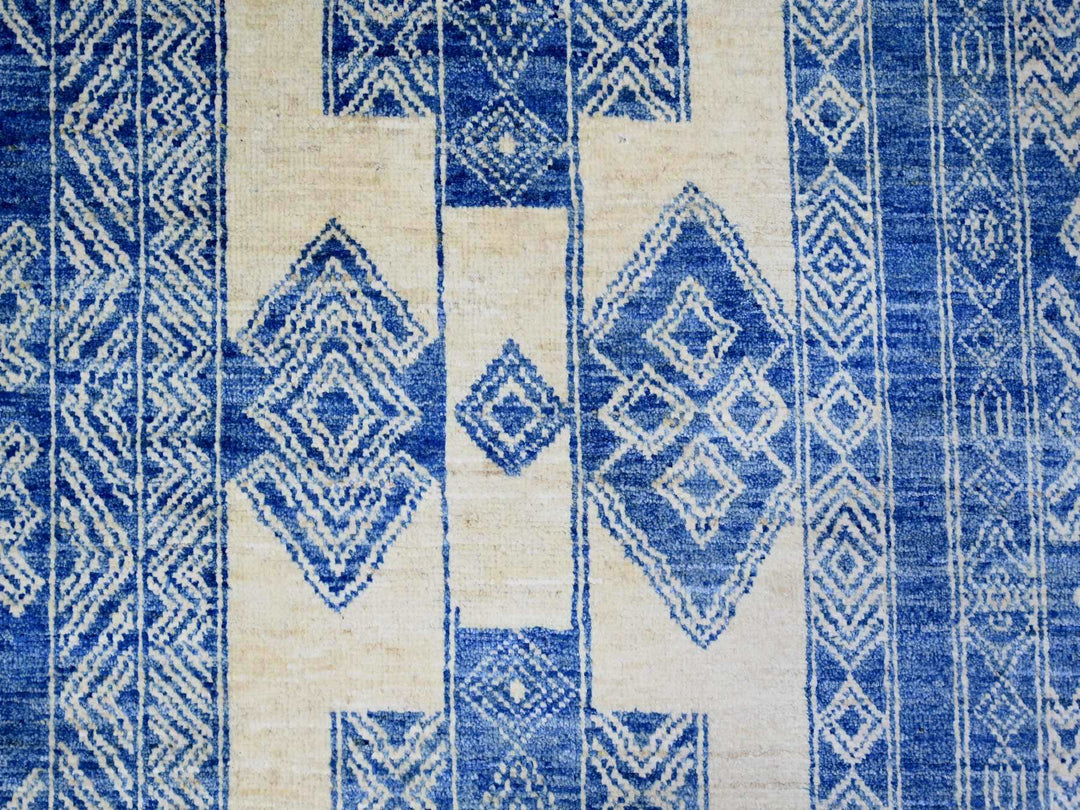 8'1" x 9'9" New Hand Knotted Blue Wool Rectangle Oriental Rug - MOA10273274
