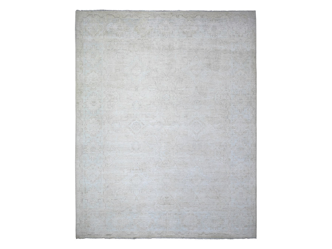8'0" x 9'8" New Hand Knotted Ivory Wool Rectangle Oriental Rug - MOA10273278