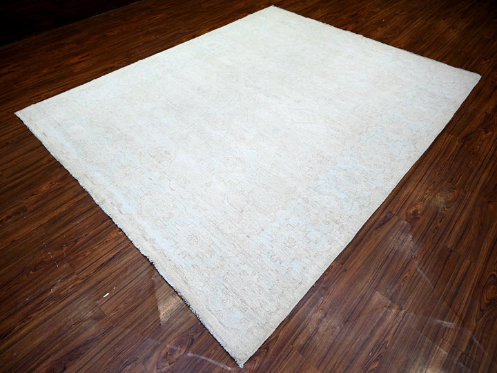 8'0" x 9'8" New Hand Knotted Ivory Wool Rectangle Oriental Rug - MOA10273278