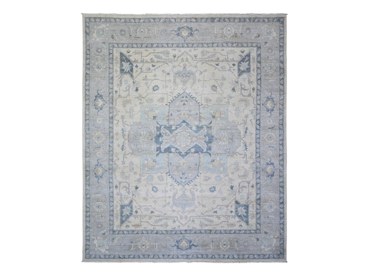 7'10" x 9'7" New Hand Knotted Ivory Wool Rectangle Oriental Rug - MOA10273279
