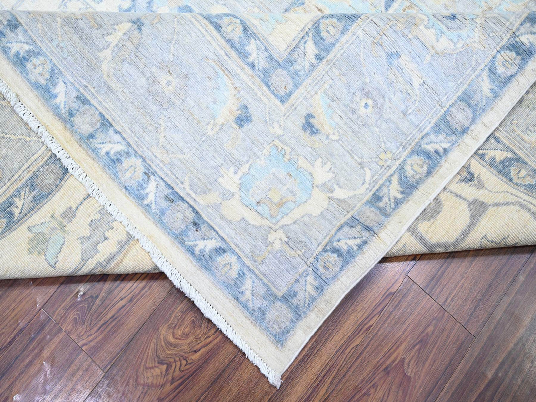 7'10" x 9'7" New Hand Knotted Ivory Wool Rectangle Oriental Rug - MOA10273279