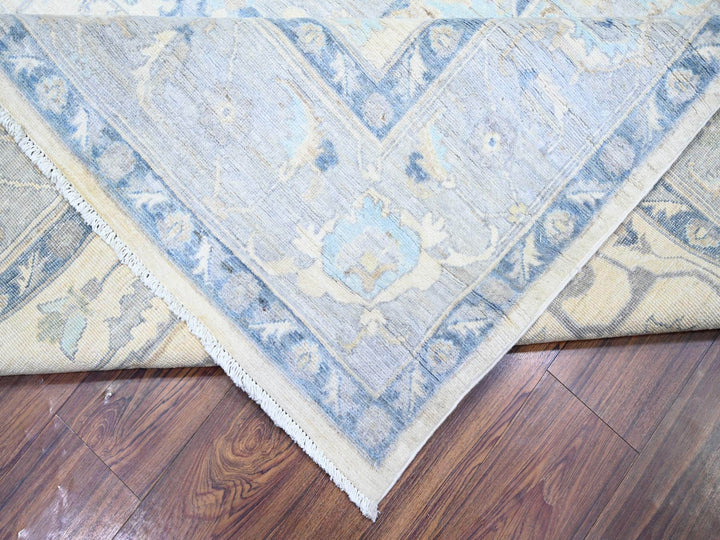 7'10" x 9'7" New Hand Knotted Ivory Wool Rectangle Oriental Rug - MOA10273279