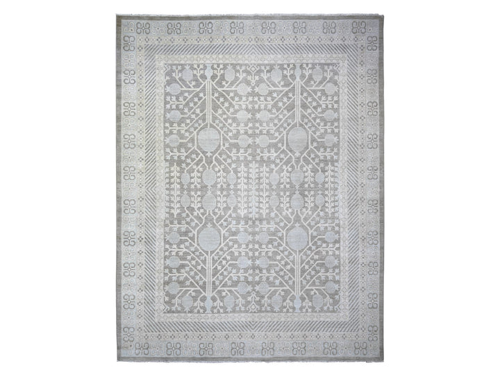 11'2" x 14'3" New Hand Knotted Grey Wool Rectangle Oriental Rug - MOA10273281