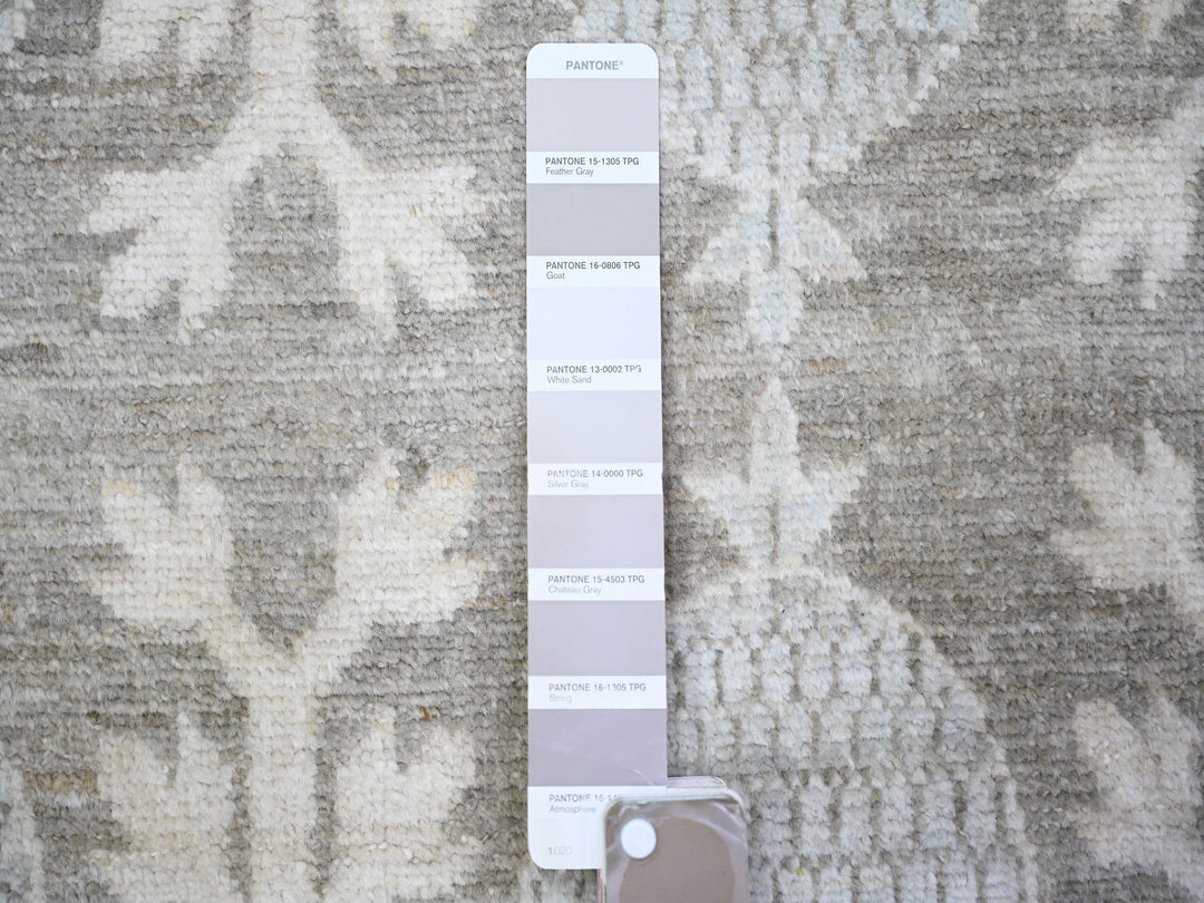 11'2" x 14'3" New Hand Knotted Grey Wool Rectangle Oriental Rug - MOA10273281