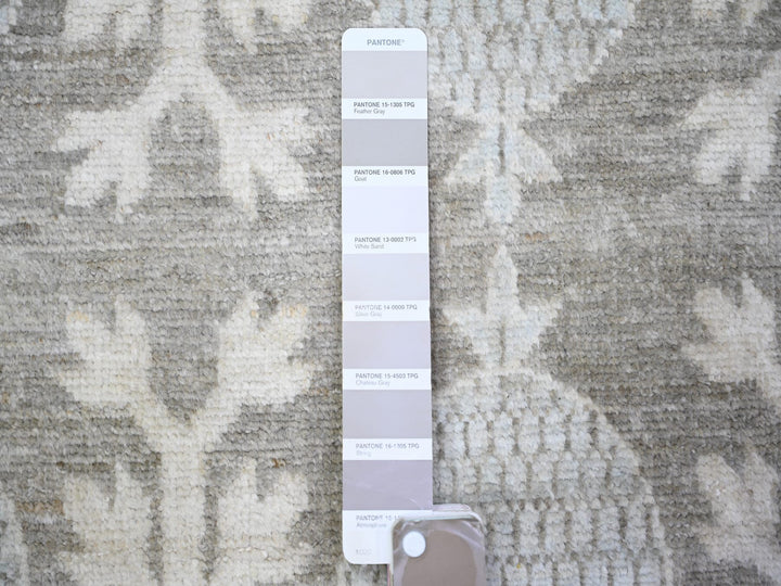 11'2" x 14'3" New Hand Knotted Grey Wool Rectangle Oriental Rug - MOA10273281