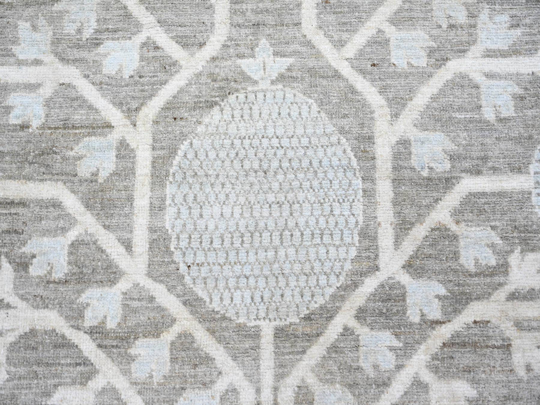 11'2" x 14'3" New Hand Knotted Grey Wool Rectangle Oriental Rug - MOA10273281
