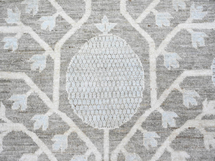 11'2" x 14'3" New Hand Knotted Grey Wool Rectangle Oriental Rug - MOA10273281