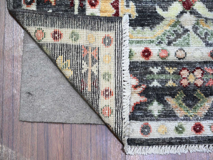 4'4" x 9'6" New Hand Knotted Black Wool Runner Oriental Rug - MOA10273295