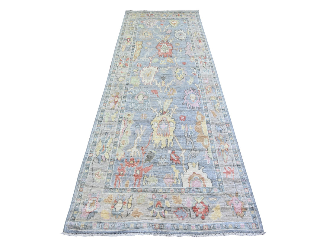 4'0" x 11'7" New Hand Knotted Grey Wool Runner Oriental Rug - MOA10273296