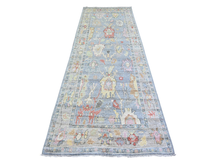4'0" x 11'7" New Hand Knotted Grey Wool Runner Oriental Rug - MOA10273296