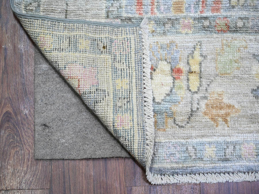 4'0" x 11'7" New Hand Knotted Grey Wool Runner Oriental Rug - MOA10273296