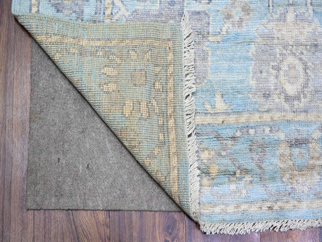 4'0" x 10'1" New Hand Knotted Blue Wool Runner Oriental Rug - MOA10273297