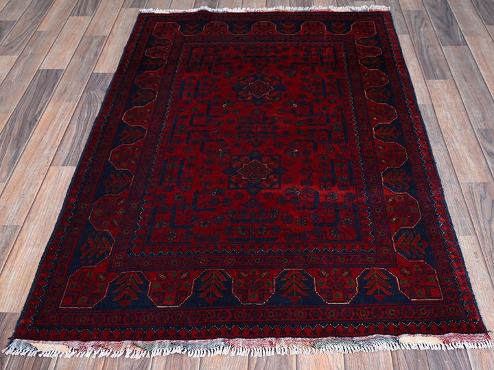 3'3" x 4'10" New Hand Knotted Red Wool Rectangle Oriental Rug - MOA102732