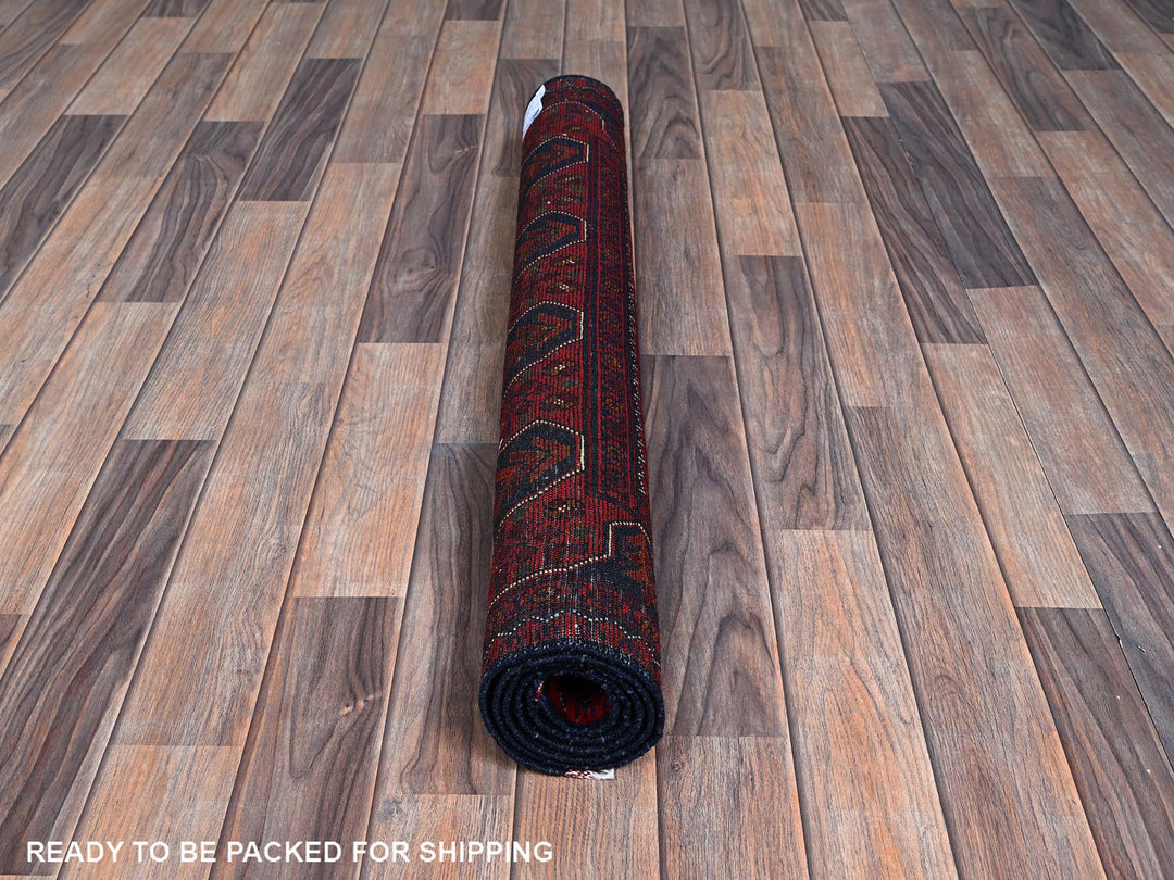 3'3" x 4'10" New Hand Knotted Red Wool Rectangle Oriental Rug - MOA102732