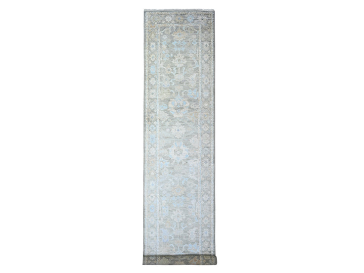 3'0" x 15'9" New Hand Knotted Grey Wool Runner Oriental Rug - MOA10273300