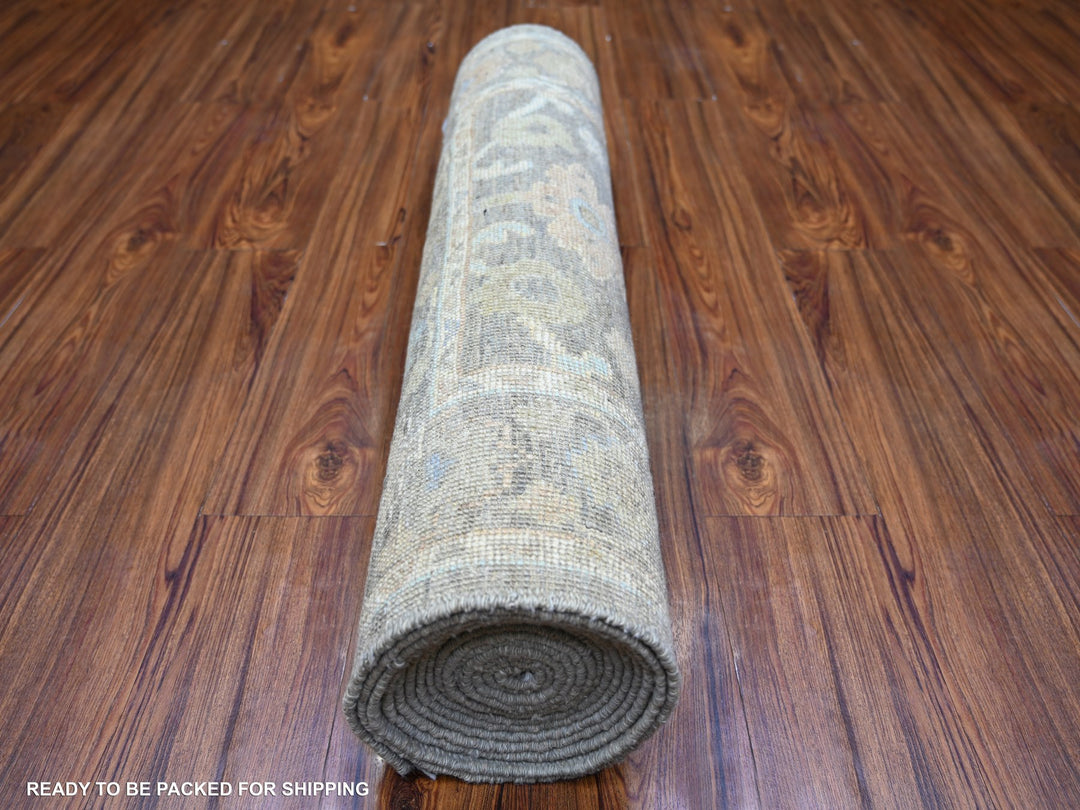 3'0" x 15'9" New Hand Knotted Grey Wool Runner Oriental Rug - MOA10273300