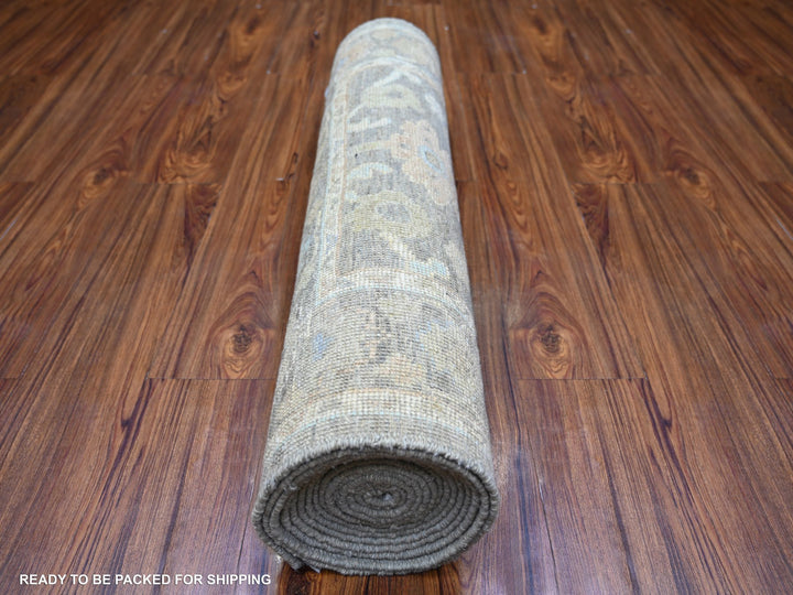 3'0" x 15'9" New Hand Knotted Grey Wool Runner Oriental Rug - MOA10273300