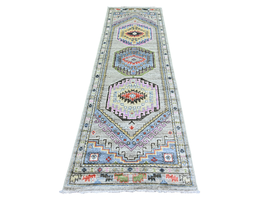3'0" x 9'7" New Hand Knotted Brown Wool Runner Oriental Rug - MOA10273304