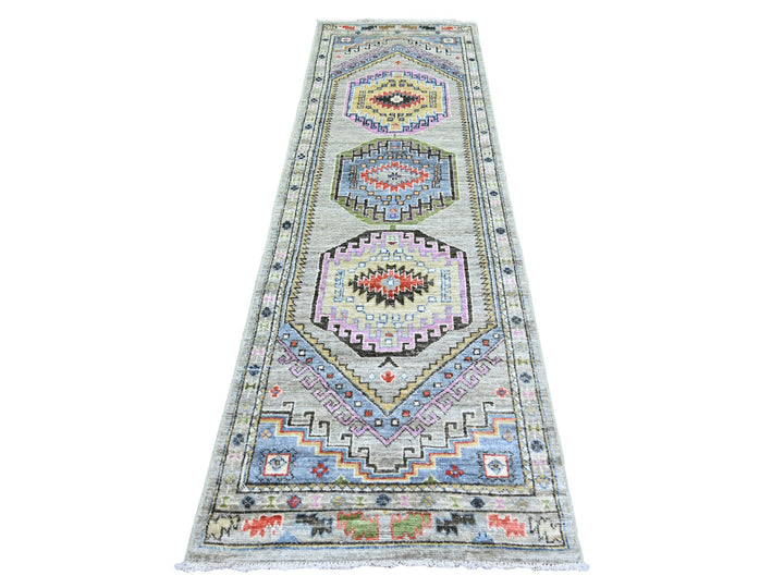 3'0" x 9'7" New Hand Knotted Brown Wool Runner Oriental Rug - MOA10273304