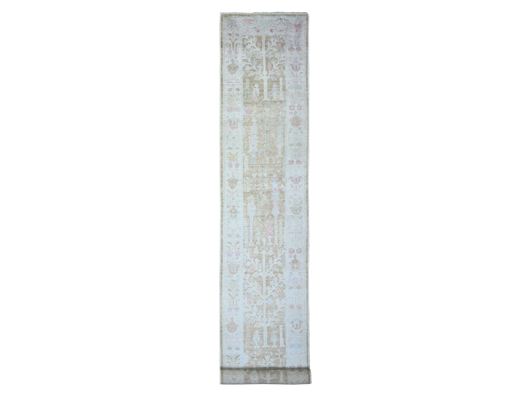 2'9" x 19'0" New Hand Knotted Brown Wool Runner Oriental Rug - MOA10273305