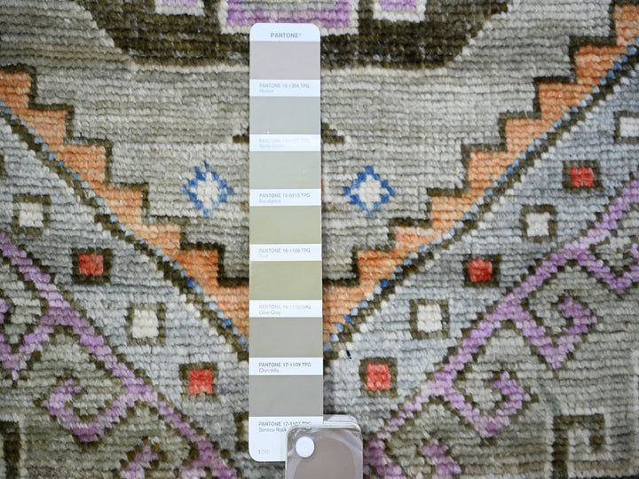 3'1" x 11'9" New Hand Knotted Brown Wool Runner Oriental Rug - MOA10273313