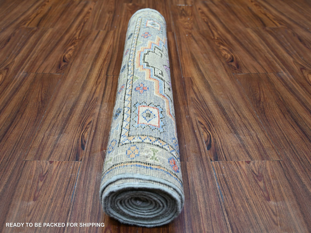 3'1" x 11'9" New Hand Knotted Brown Wool Runner Oriental Rug - MOA10273313
